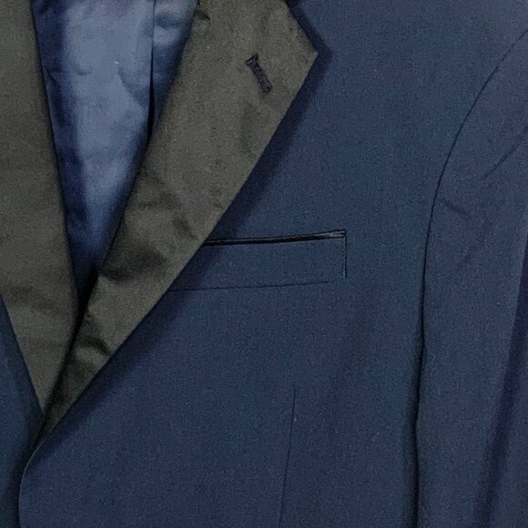 Mens Navy Blue Trim Fit Tuxedo Jacket Black Satin Shawl Lapel 40R Nordstrom Rack - Picture 6 of 13
